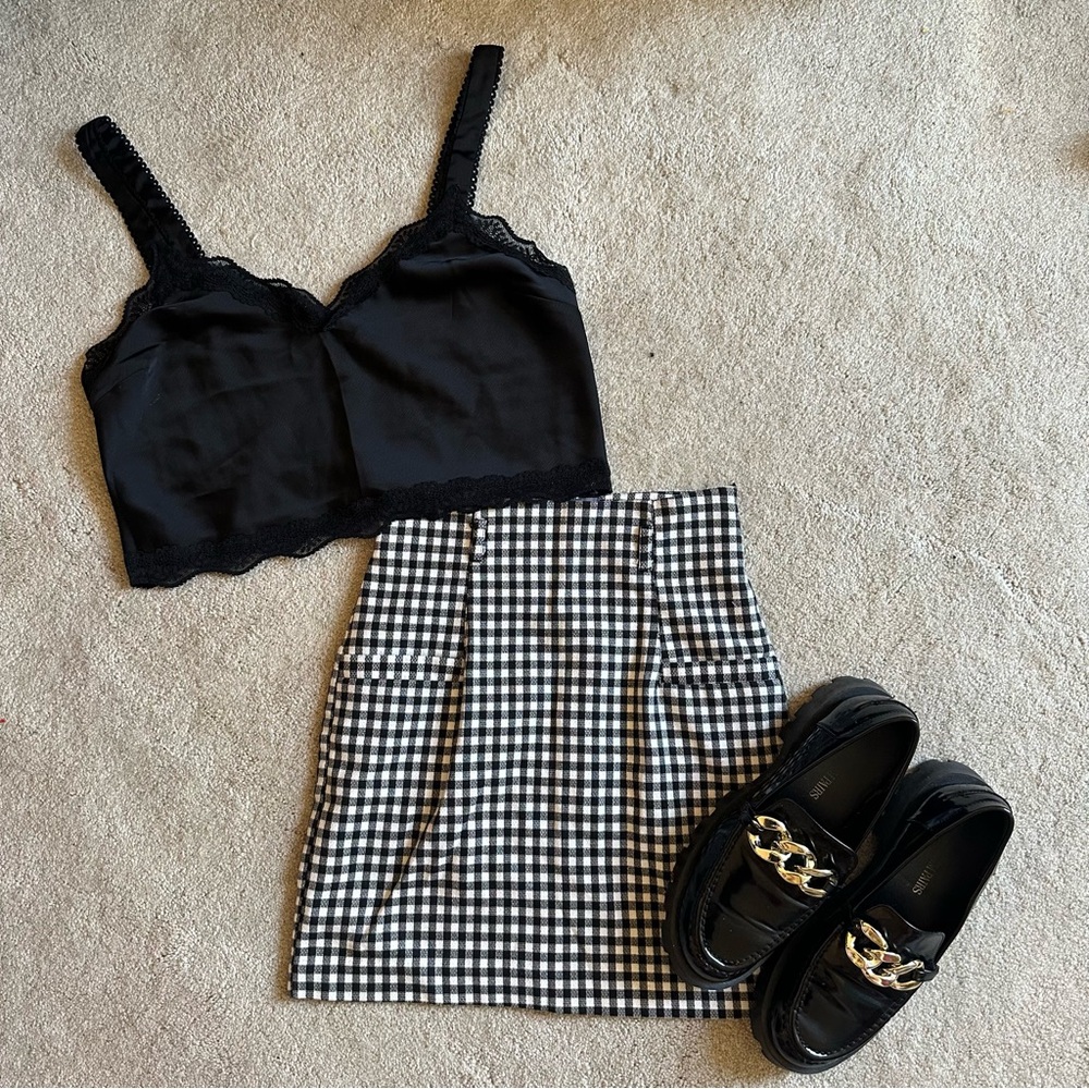 Forever 21 Black and White Gingham Pencil Skirt